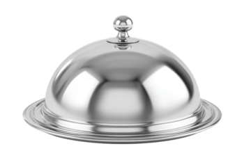 Polished, chrome-like serving cloche