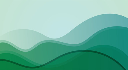 Abstract Green Wave Landscape: Serene Watercolor Hills vector background