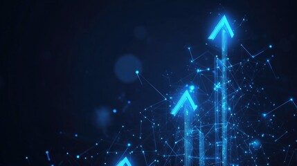business arrow up growth line circuit technology on dark blue background. business investment to success. financial data graph strategy.market chart profit money. 