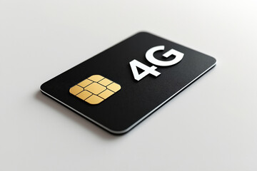 Sleek Black 4G SIM Card on White Surface Showcasing Modern Mobile Communication Technology