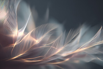 Dreamy Transparent Feathers and Golden Light Streaks