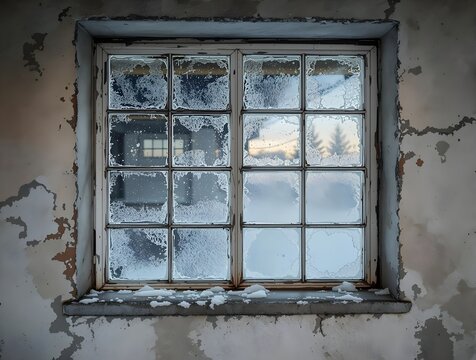 Kellerfenster mit vereistem Rahmen &ndash; alt und vergessen