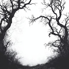 Fototapeta premium Captivating Black and White Photograph Depicting a Majestic Forest Scenery