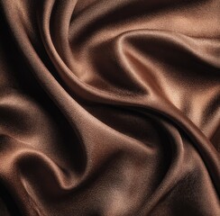 Fototapeta premium Close-up of luxurious brown silk fabric, exhibiting flowing, smooth folds