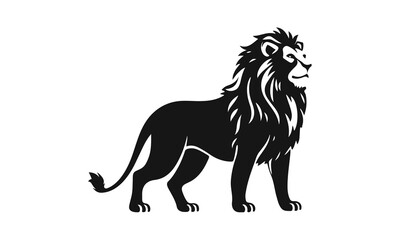 Lion silhouette vector, wild animal art, majestic lion illustration, powerful predator logo, black lion design