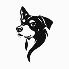 Dog head illustration, pet face drawing, canine logo design, loyal dog emblem, domestic animal symbol
