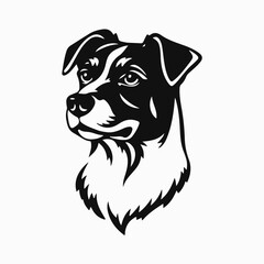 Dog head illustration, pet face drawing, canine logo design, loyal dog emblem, domestic animal symbol
