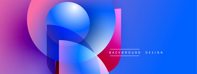 Abstract fluid shapes blend vibrant purple, blue hues. Modern design evokes energy, movement, depth. Background features text elements.