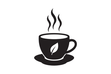 Herbal tea cup steam icon silhouette vector art illustration on white background
