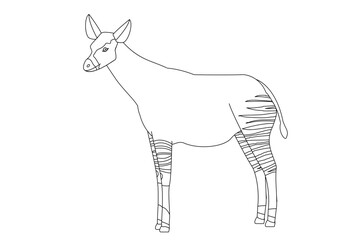 vector cartoon animal isolated on transparent background. black and white style