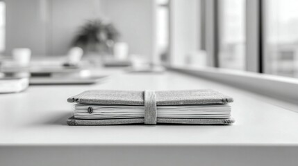 Gray notebook on desk