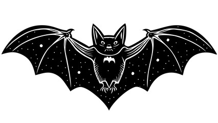 Stylized black bat with wide wings and white dots
