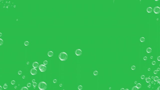 Soap bubble motion graphic effects on green screen background. 