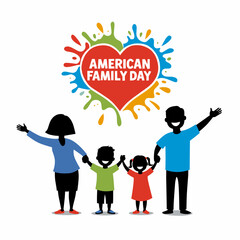 Vector illustration of a happy family celebrating American Family Day