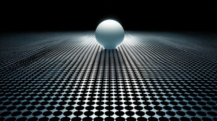 Illuminated sphere on patterned floor