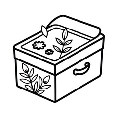 Herbal foot soak box design with black outline on white background