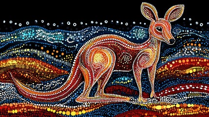 Aboriginal art kangaroo, dotted design