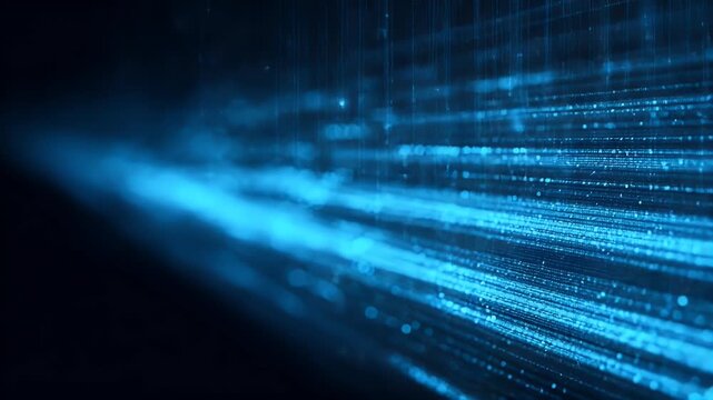
Blue digital background with data technology, code, and information in a dark blue color. Abstract futuristic banner for the presentation of technological products or as wallpaper.