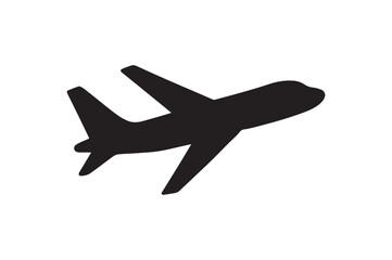 Airplane flying silhouette vector art illustration on white background