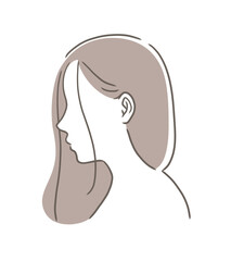 ストレートネックの女性の横顔イラスト素材