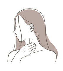 胸鎖乳突筋をほぐす女性のイラスト素材