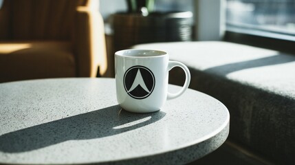White mug on gray table