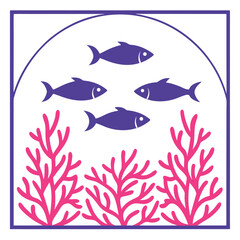 Fototapeta premium Aquarium coral fish silhouette 