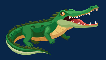 Cartoon alligator with mouth open and tongue out