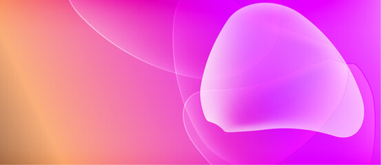 Abstract gradients blend, creating soft curves. Pink, orange hues dominate composition. Light radiates from central form. Minimalist design.