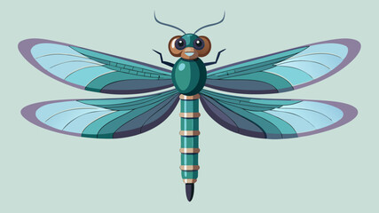 Stylized teal dragonfly with large translucent wings