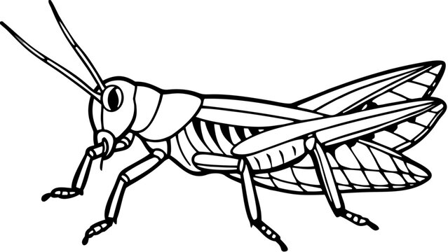 black and white grasshopper side view clip art preview