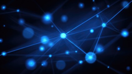 Abstract network of glowing blue points and lines on a dark background