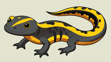 Obraz premium Cartoon salamander with yellow and black markings