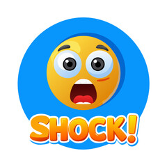 Shocked Scared 3D Emoji Head with Wide Eyes and Open Mouth on a Blue and Orange Background with Exclamation Marks - Expressing Surprise, Fear, or ... See More
