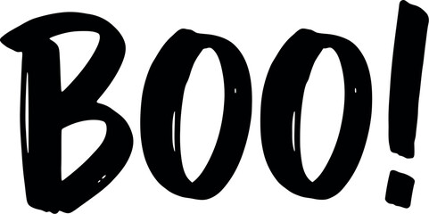 Spooky halloween boo text design in a bold hand drawn silhouette style perfect for festive decorations
