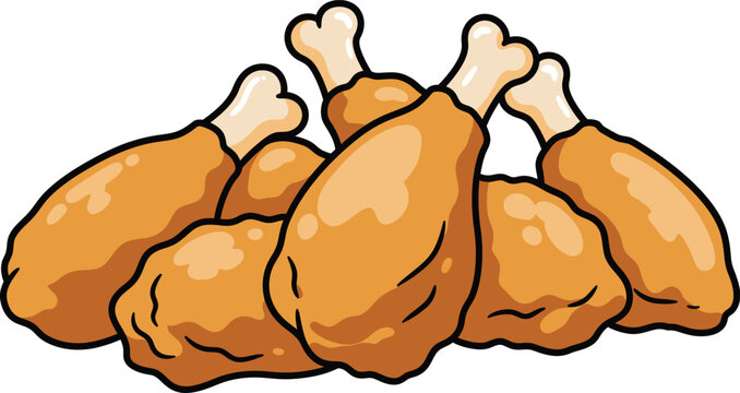 Pile of fried chicken isolated on white background, a delicious and crispy poultry meal