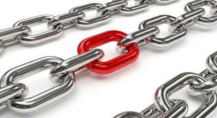 Fototapeta premium Red Link In Metal Chain Strength Concept