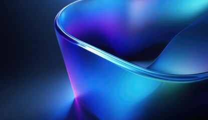 Abstract, vibrant, glowing curves of translucent,  blue and purple shapes