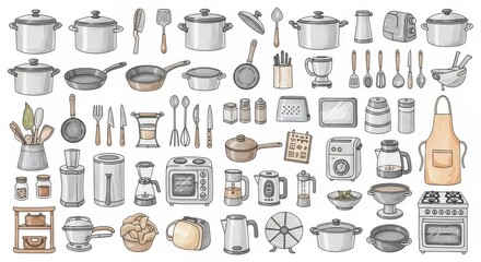 Watercolor Kitchen Utensils Appliances