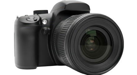 Dslr Camera With Wide Lens Black