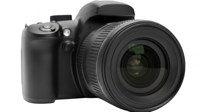 Dslr Camera With Wide Lens Black