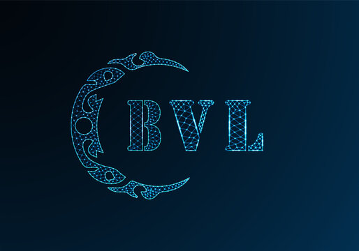 Low poly letter logo BVL design. BVL letter logo low poly vector design on blue color gradient background. BVL logo low poly design