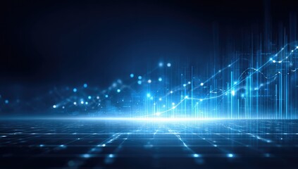 Abstract digital graph.  Dark background, glowing lines, and points.  Modern, technological, and futuristic