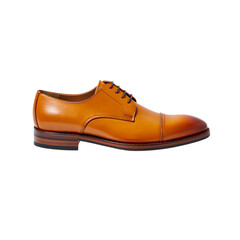 Elegant Brown Leather Oxford Shoe on Black Background, Sophisticated Men's Dress Shoe with Stylish Design and Rich Color Palette