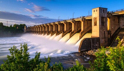 Obraz premium Mighty dam releases water