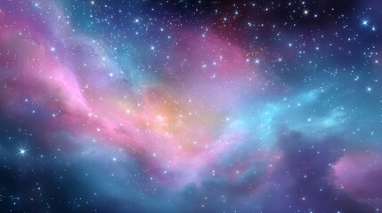 Fototapeta premium Celestial Canvas: A breathtaking view of a vibrant nebula. Capturing the infinite beauty of space with a stunning display of colors and celestial bodies.