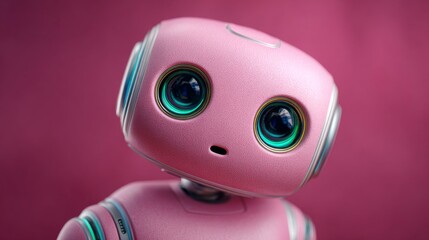 Pink Robot: A charming pink robot with a cute expression stands out against a lovely pink background, creating a fusion of technology and delightful design.