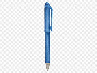 Blue ballpoint pen in watercolor hand-drawn style for school use. Vector.