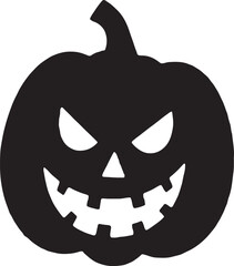Black jack o lantern silhouette isolated on transparent background