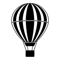 Naklejka premium Vector illustration of a black and white striped hot air balloon with a basket below on transparent background